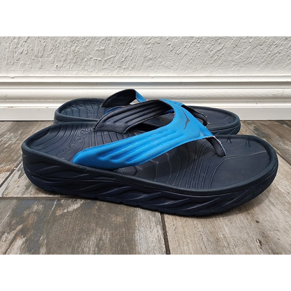 Hoka One One Ora Recovery Flip Flop Thong Sandal Shoes Men Sz 9.5 Black Slip On